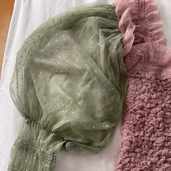 NWT Free People dusty rose & Sage green lace top - Picture 7 of 9